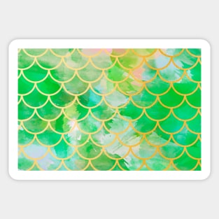 Mermaid Tail Scales Sea Green Gold Sticker